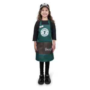 Barista Costume Set For Kids - Friendly Coffee Apron with Adjustable Fit, Cap & Name Tag For Girls - Perfect for Halloween, Pretend Play Fun, Theme Party & Cosplay
