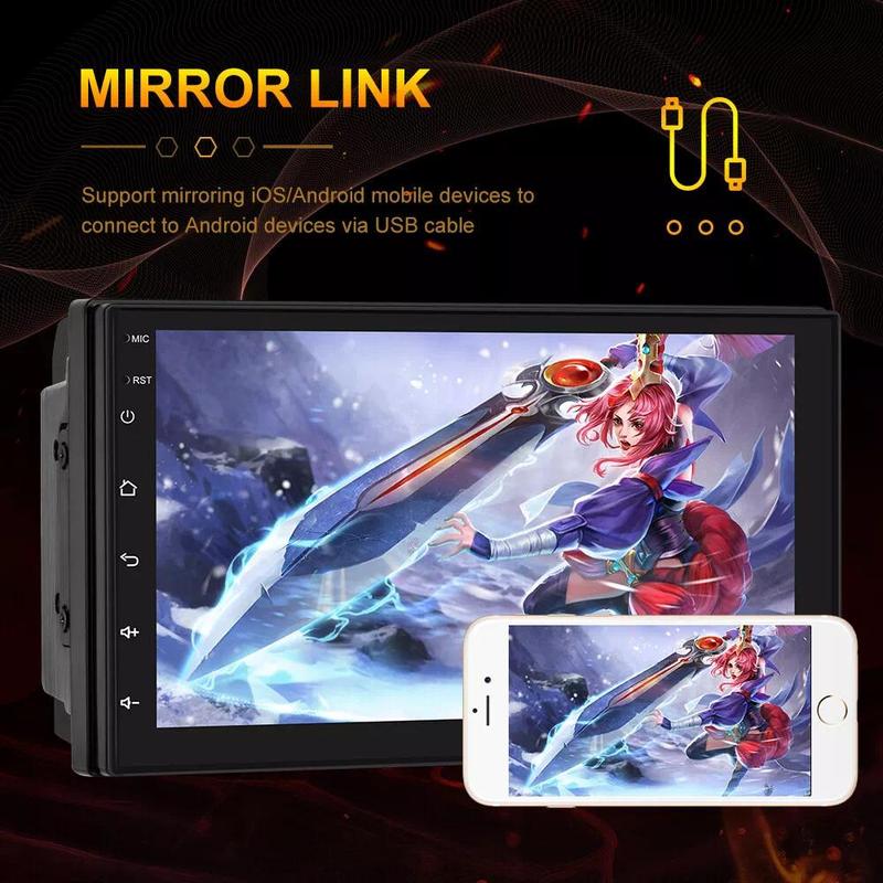 7" Double 2 Din Car Stereo Radio For ios/ Android CarPlay MP5 Player + Camera