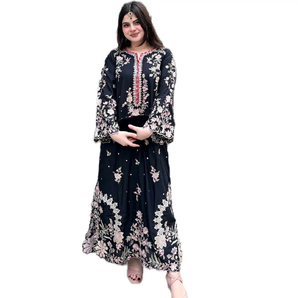 Ethnic Inspired pure Rawsilk and Viscose two piece Pakistani Kaftan set