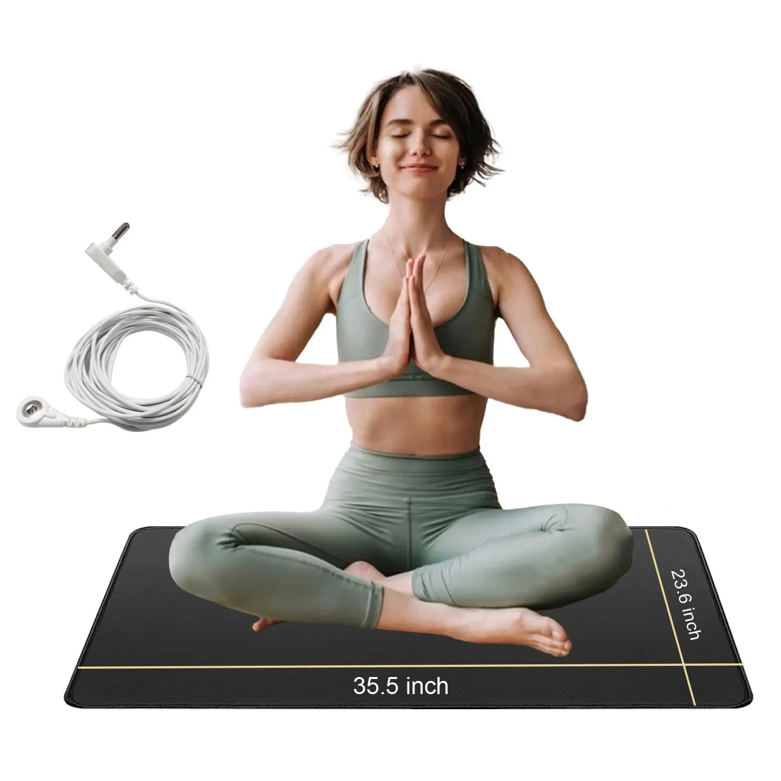 Groundbam Grounding Mat for Sleep,Earthing Mat,Black Non Slip PU Leather Grounding Mattress with Grounding Cord,Grounding Pad for Home Office Smart  Boxing Training Machine Electronic Interactive Trainer Bluetooth Punching Dinosaur Inflatable Bag  Music