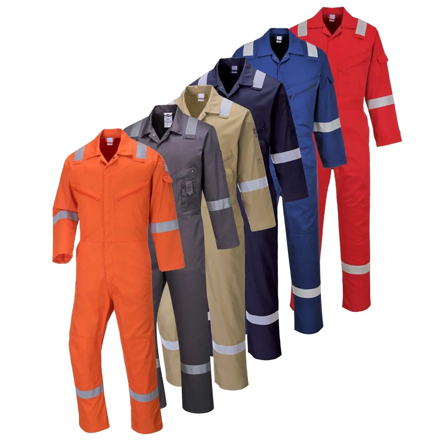 Portwest Iona Cotton Heavy Duty Work Overalls with Reflective Safety Tape C814