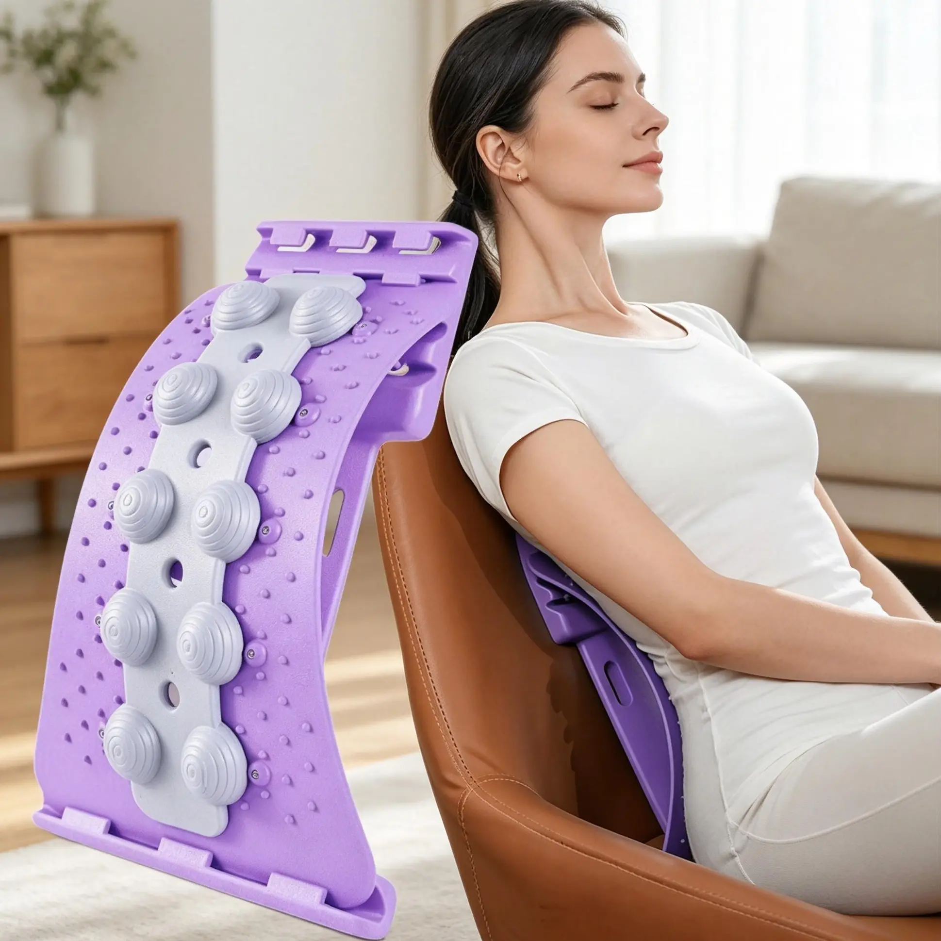 Fitness Arched Back Stretcher with Acupressure Nodes, Lumbar Posture Corrector for Lower Back Pain Relief, Spinal Alignment Back Stretch Board, Workout Recovery Back Support Massager for Gym, Home & Travel Daily Body Care