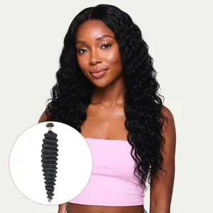 Deep Wave 100% Human Hair Bundles - Virgin Hair, Natural 1B Color, Bouncy & Full Curls, Minimal Shedding