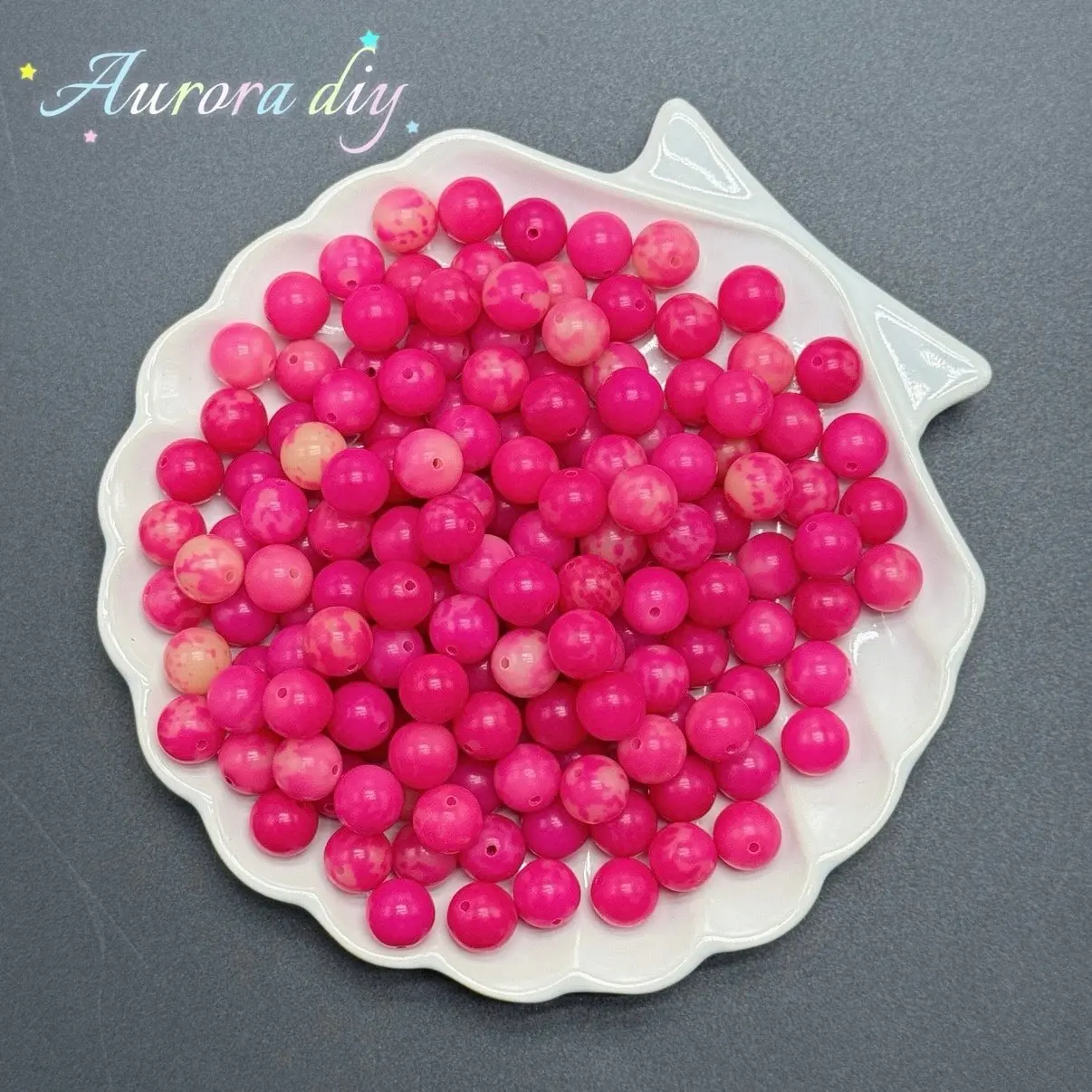 (H09) 11mm hot pink marbled Bodhi*100