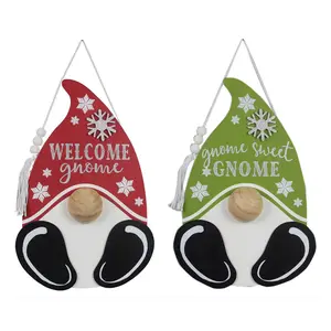 Young's Wood Whimsical Wonderland Gnome Wall Ha nger, Set of 2