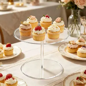 Acrylic Cake Stand for Desserts, Small Transparent Round Cupcake Holder, Ideal for Birthday Parties, Weddings, Events, Pastries, Candies, Pizza Display