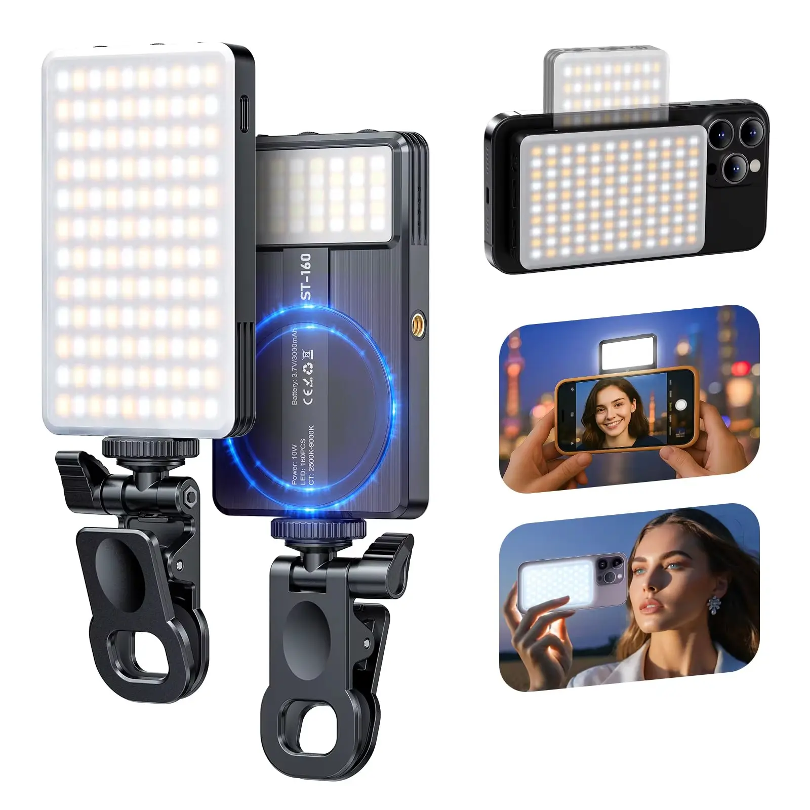 Aopatu Rechargeable  Light 120 LED, 2500–9000K adjustable color temperature, 3000mAh battery, camera light with tripod and Camera Hot Shoe,Suitable for Laptops/Phones/Tablets/Zoom Calls/Makeup, , and Live Streaming selfie