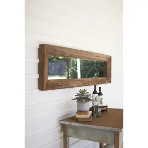 Long Rectangle Mirror With Recycled Wood Frame