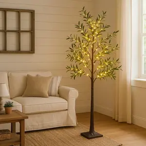 5.9ft Lighted Artificial Olive Tree with LED Fairy Lights, Remote Control, Outdoor & Indoor artificial tree