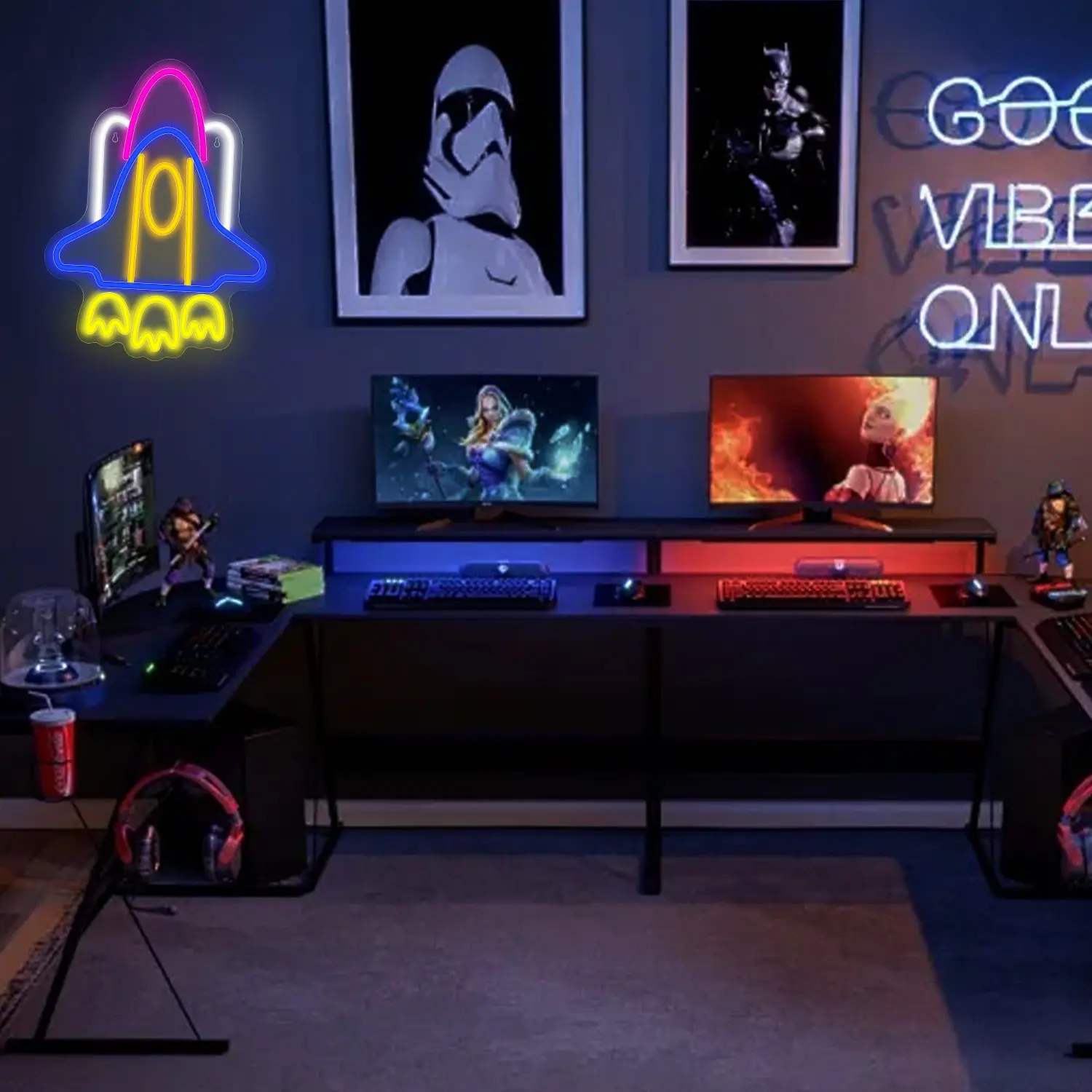 Rocket Shape LED Neon Sign Wall Decor Light, USB Powered Easy Install, Perfect for Garage Bedroom Game Room, Birthday Christmas Gift