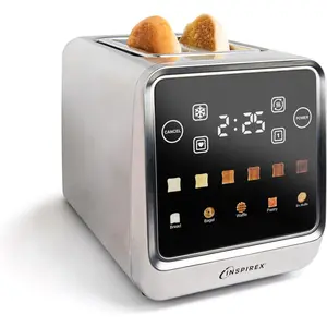 Touchscreen Toaster – 2 Slices, Extra-Wide Slots – 5 Bread Types & 6 Toasting Levels – Defrost, Reheat, Favorites, Single-Slot Settings – Stainless Steel