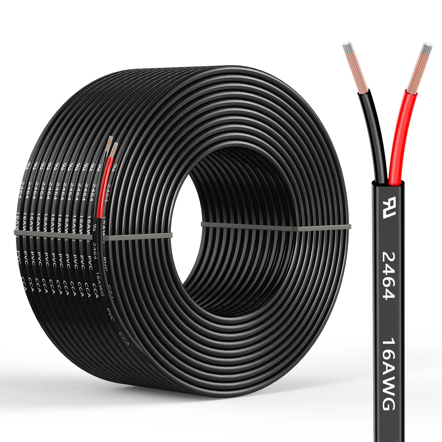 1 Roll 2464 PVC 2-Core Copper-Clad Aluminum Extension Cord 12V/24v Dc, DIY Projects, Home Decor, LED Lights, Car Speakers, Electronics