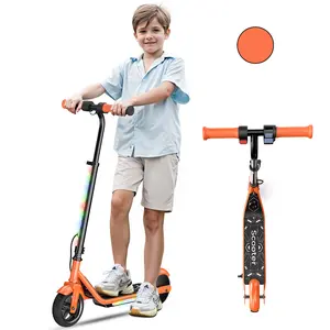 【Kids' Favorite】Electric Scooter for Kids, 150W Motor, Simple One-Button Control, 2 Safe Speeds (6/10 MPH), Colorful Lights, Magnetic Charging, Dual Brake System, Ideal Presents for Boys & Girls