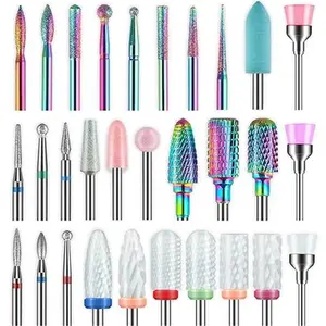 30Pcs Nail Drill Bits Set: 3/32 Inch Carbide Cuticle Ceramic Diamond Nail Bits for Nail Drill for Acrylic Gel Nail Manicure Pedicure Remover Tools for Home Salon