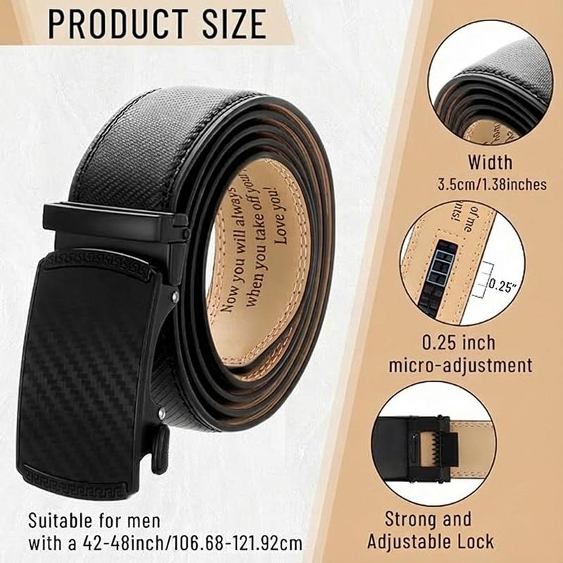 Engraved Men's Ratchet Belt - Personalized Leather Slide Belt with Automatic Buckle - Funny Valentine's Day Gift for Husband Boyfriend Engraved Men's Ratchet Belt - Personalized Leather Slide Belt with Automatic Buckle - Funny Valentine's Day Gift for Husband Boyfriend