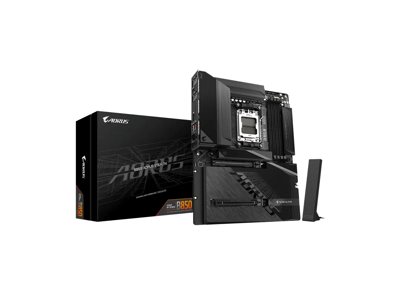 GIGABYTE B850 AORUS STEALTH AMD AM5 Motherboard, ATX, DDR5, 4x M.2, PCIe 5.0, USB-C, WIFI7, 5GbE LAN