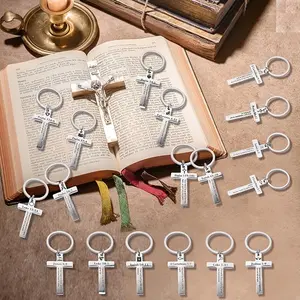 Bible Verse Cross Keychains — 54 Pack | 18 Styles Bulk Christian Scripture Key Rings