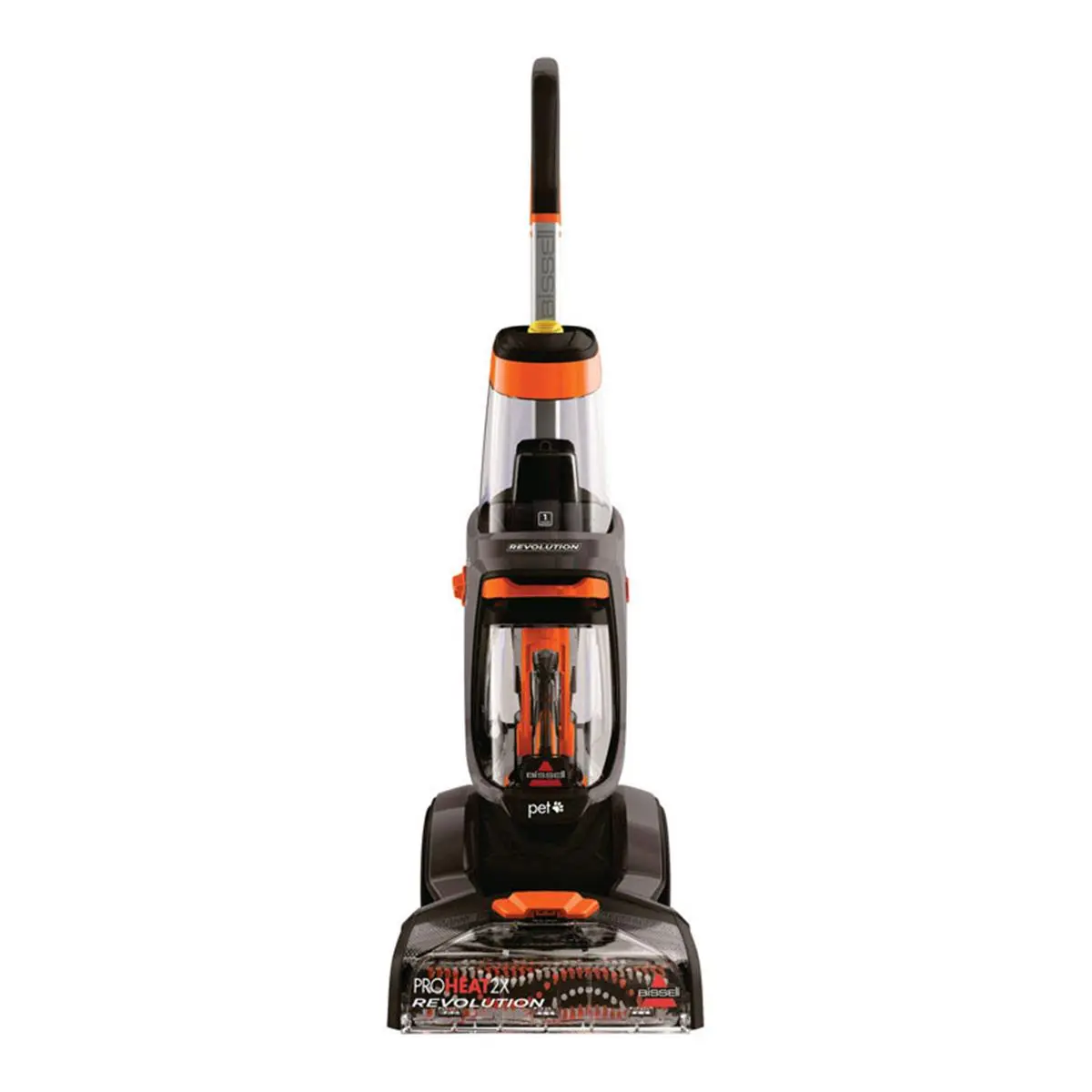 BISSELL 1595453 ProHeat 2X Revolution Bagless Carpet Cleaner - 6.8A Standard Orange, Dual DirtLifter PowerBrushes, 3-in-Tough Stain Tool, Express Clean Node, HeatWave Technology, High-Quality Material Household Floor Care Appliance, Bagless Vacuum Cleaner