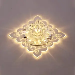 Square Glass LED Ceiling Light, Semi-Embedded Ceiling Fixture, Ideal for Kitchen, Dining Room, Bedroom, Living Room, Party, Gathering