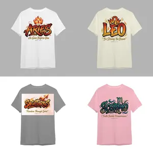 [Full 12 Zodiac] Vintage Zodiac Scripture T-Shirt, Christian Zodiac Scripture Graphic Tee for White, Sport Grey, Sand, Light Pink