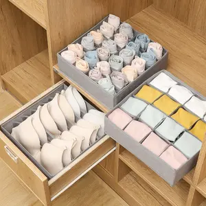 1 pc Fabric Socks Underwear Bra Storage Box, Drawer Type Partition Sorting Box,Washable Bra Socks Storage Box, Compartment Sorting Box,Foldable Waterproof Dormitory Intimate Clothing Storage Box