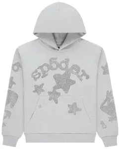 Sp5der Rhinestone Beluga Hoodie 'Heather Grey'