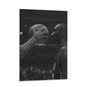 Kobe Bryant Lock In Motivational Wall Art – Black & White Basketball Motivational Poster Perfect Decor for Gym  Bedroom & Basketball Fan Cave  Ideal Gift for Kobe Fans & Athletes