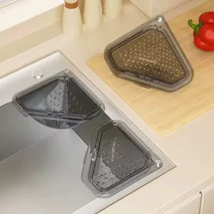 2 PCS Compatible with right-angle stainless steel sinks | Food-grade material | Special for daily residue filtration Magnetic draining triangular kitchen sink filter for storing food scraps, leftovers, and kitchen waste .