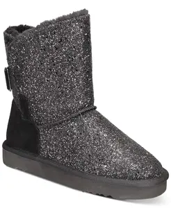Style & Co Women's Black Glitter Suede Teenyy Cold Weather Booties
