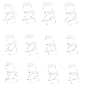 12PCS Plastic Commercial Wedding Stackable Folding Chairs Party Event White
