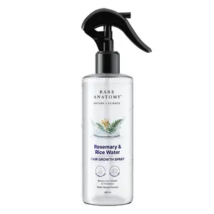 BareAnatomy Rosemary Hair Water with Rice Water, 100% Natural Extracts, Lightweight Non-Greasy Fast-Absorbing Hair Treatment for Smooth & Nourished Hair, 200ml