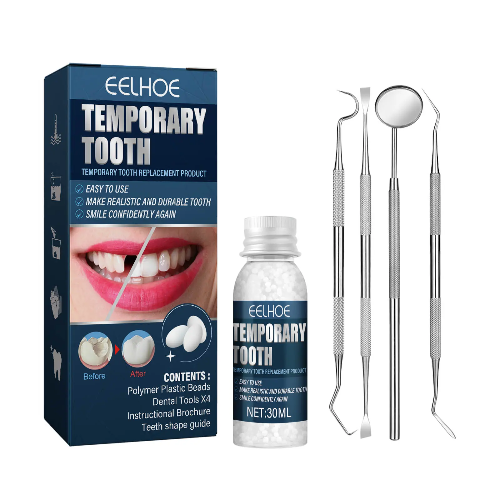 Fake Tooth Decoration Gum Set, Halloween Vampire Makeup Costume, Fake Teeth Gum, Dental Props