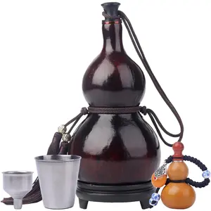 Natural Gourd Bottle,Bottle,Wine Bottle,Can Be Used for Indoor Decoration,500ml-1500ml (500ml, dark brown)