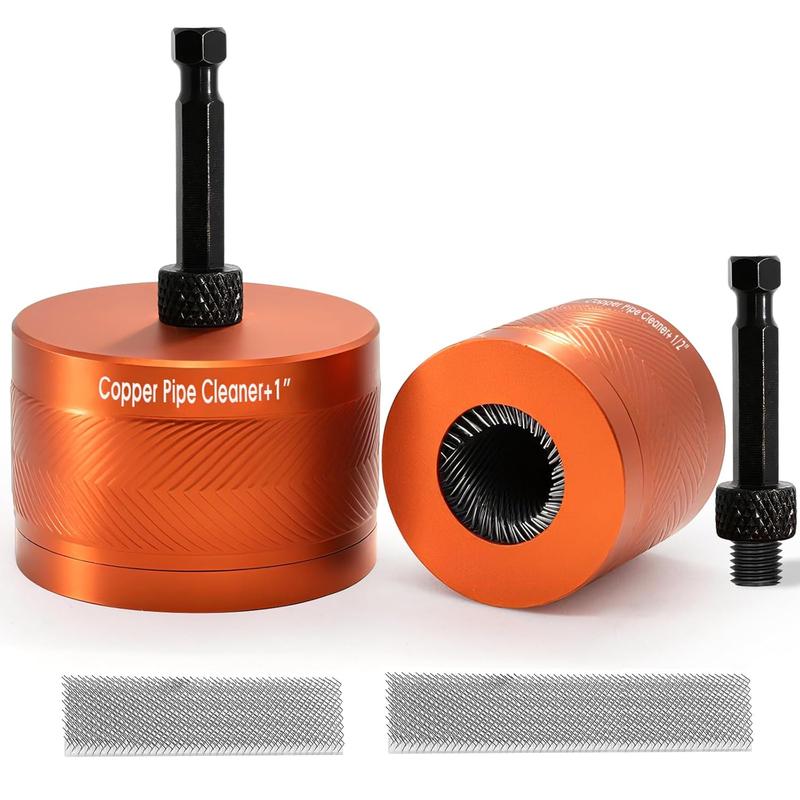 1/2" and 3/4" Copper Pipe Cleaner,Pipe Cleaner Tool with 1/4 Hex Shank,Tube Brush for with 2Pcs Replaceable Brushes,for Rust,Stains,on Copper Pipes