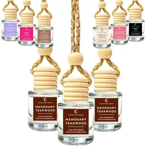 Hanging Car Air Freshener, Mahogany Teakwood Scent, Long Lasting Essential Oil Diffuser, for Women and Men, Father's Day Gift, Made in USA