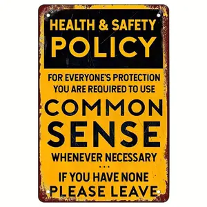 Metal Tin Sign, Common Sense Policy GrungeWall Art Decorating Signage Decor Fun Decoration for Home Kitchen Vintage Retro Plaque Posters Decoration 8inx12inch