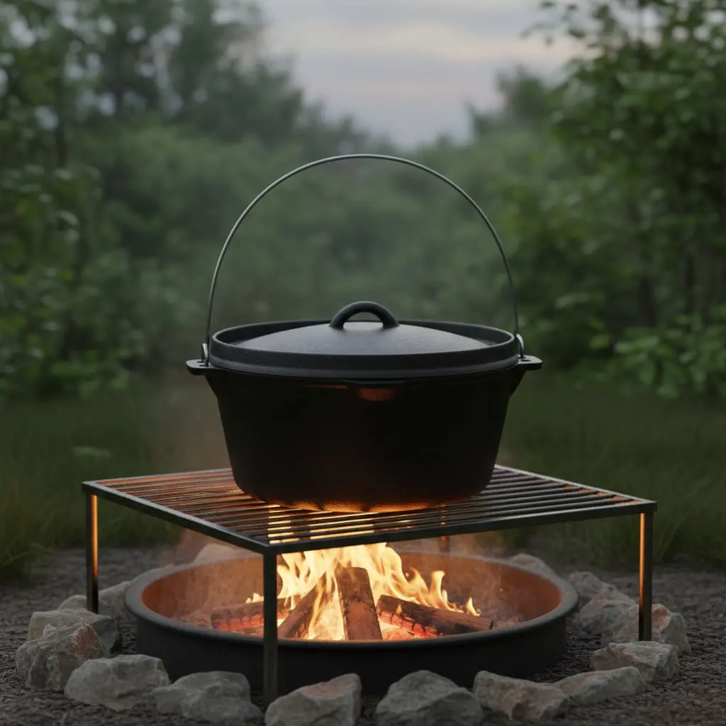 12 in. 8-Quart Traditional Pre-Seasoned Black Cast Iron Dutch Oven Stock Pot with Lid, 360 Stand, Heat-Resistant Sturdy Kitchen Cookware for Outdoor Cooking, Baking, Housewarming & Father's Day Great Gift Option