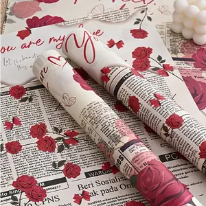 10 Sheets Rose Gift Wrapping Paper, Perfect for Mother's Day, Valentine's Day Bouquet Packaging, Weddings, Anniversaries, Birthday Gifts DIY, Gift Wrapping Supplies, Bouquet Wrapper