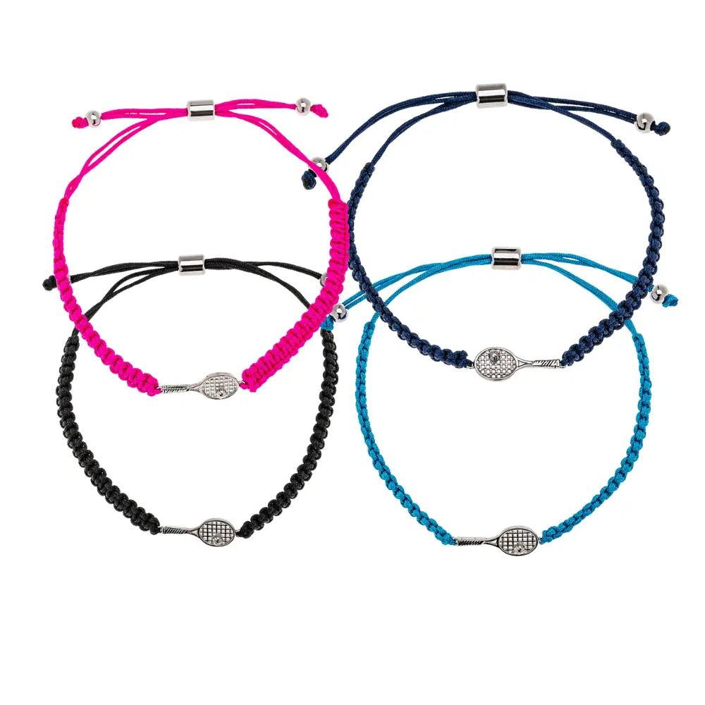 Tennis Racket Adjustable Rope Bracelet - Pick Color