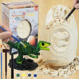 Archaeology Dig Toy Dinosaur Egg Fossil DIY Handmade Kit with Paints, Colorful Coloring & Graffiti Art Set for Kids