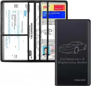 Premium Car Registration and Insurance Card Holder, Car Document Holder for Cards, Driver License & other Essential Documents (Black)