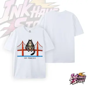 VTG 90's B. Kliban Cat San Francisco Golden Gate DoubleSided T-Shirt