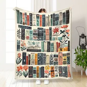 Vintage Library Blanket, Ideal Gift for Book Lovers, Warm and Cozy Shawl, Perfect for Family and Friends, Christmas and Holiday Gifts, Nap Blanket