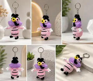 Funny Crochet Monster Keychain Handmade Amigurumi Doll Cute Kawaii Bag Charm Crochet Plush Gift For Kids Women Open For Sale!