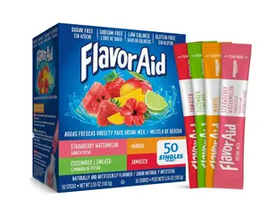 Flavor Aid Aguas Frescas Singles To Go Variety Pack, Powdered Drink Mix, 1 Box (50 Single Servings)
