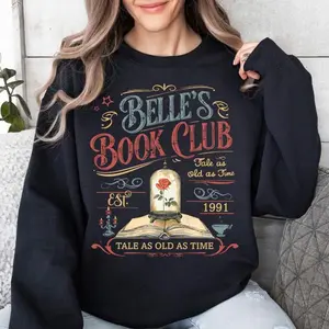 Vintage Retro #Bellee's Book Club Sweatshirt And Hoodie, Princess Tale as old as time Beauty and the Beast Shirt, Book Lover Gift HGQOO