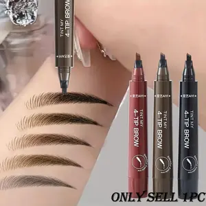 Waterproof Sweatproof Liquid Eyebrow Pen, High Pigment Smudge-Proof, Shapes Brows, 3D Delicate Finish 4-Prong Water-Based Brow Pen, Natural Pigment Non-Caking, Shapes Brows, Natural-Looking Wild Brow Finish
