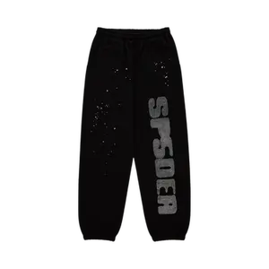 Sp5der Rhinestone Silk Sweatpant 'Black'