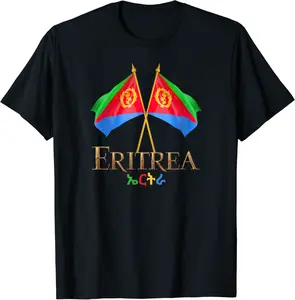 Eritrean Ethiopian Habesha Best Design Eritrean Flag Gold T-Shirt - Jameciahar Shop 58B0D4Q2GB97