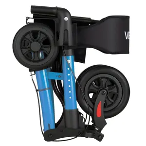 VEVOR Rollator Walker with Seat for Seniors, Ultra Compact 3-Fold Rolling Walker, Lightweight Aluminum Mobility Walking Aid with PU Solid Wheels, Adjustable Handle, Cup Cane Holder - Supports 300LBS